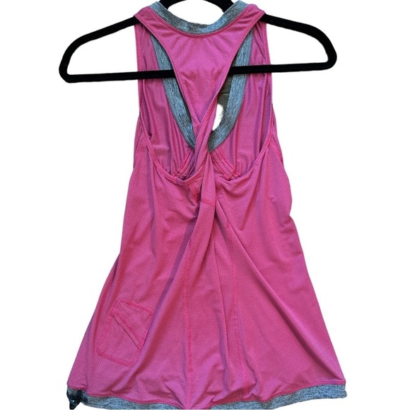 LULULEMON Pink & Gray Personal Best Singlet Tank Twist Racer Back | Size: 6 - Picture 4 of 8